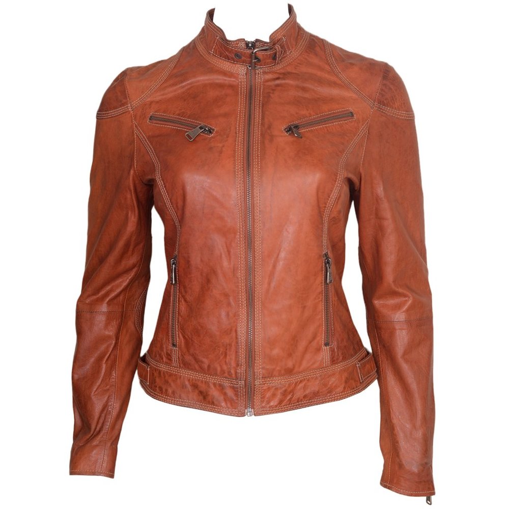 WOMEN'S BIKER LEATHER MOTORCYCLE JACKET